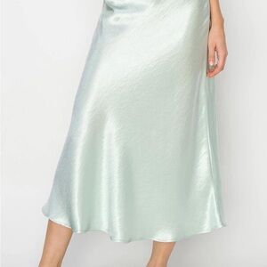 Elegant Mint Green Satin Skirt